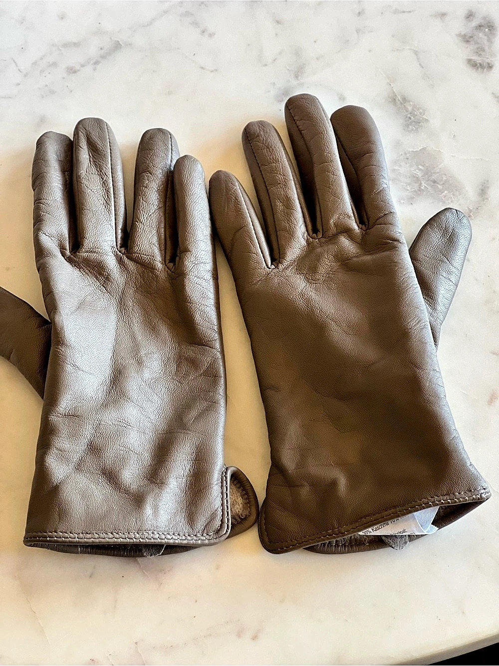 WARMEN Taupe Sheepskin Leather Gloves Cashmere Wool Lined Size 7 Winter Driving
